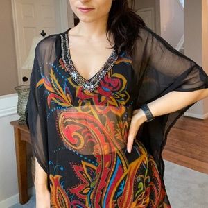 Black Sheer Bedazzled Poncho